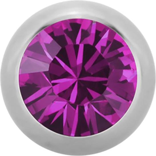 Star Piercing Micro Kugel High Polished mit Swarovski fuchsia (Chirurgenstahl 316L, ohne Messing)