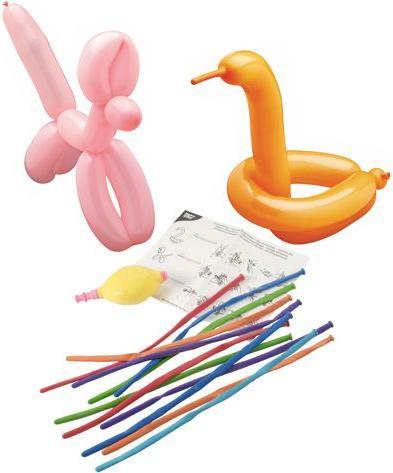 Produktbild Papstar Modellierballons farbig sortiert mit Pumpe und Aufbauanleitung (30 x)