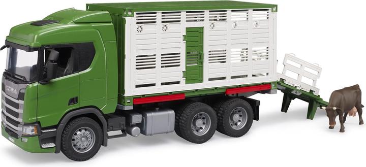 Bruder Scania Super 560R Tiertransport-LKW mit 1 Rind