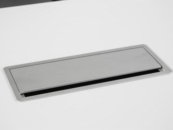 Actual product image Escritorio Cable flap 30cm with installation, aluminium (Cable hole, 12 cm)