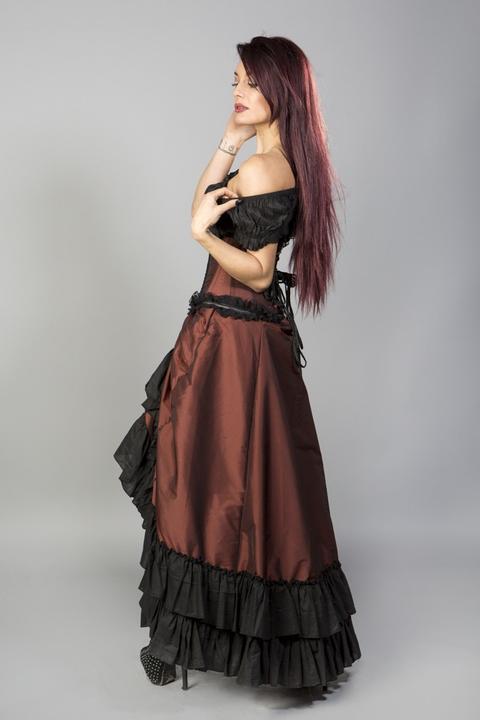 Image du produit Burleska robe femme Carnation victorienne, taffetas, marron (XL)