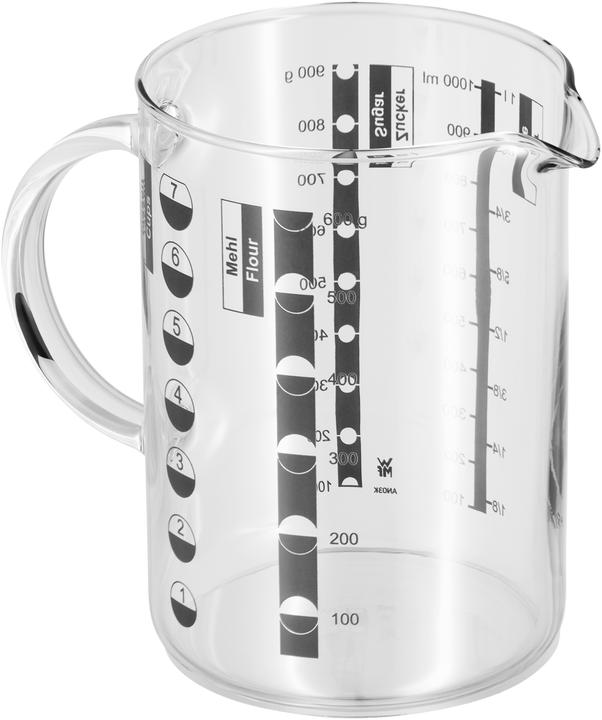WMF Messbecher 1,0l Skalierung 4 Masseinheiten Gourmet hitzebeständiges Glas (1000 ml)