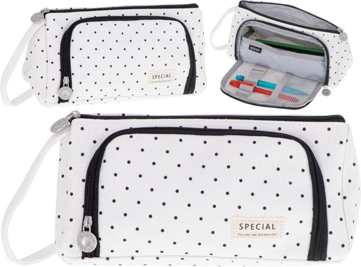 Actual product image Ikonka School double bag cosmetic bag in polka dots
