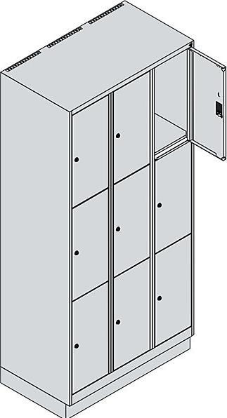 Image du produit C+P CP Armoire à casiers Classic PLUS gris clair 080020-303 S10009, 9 casiers 90,0 x 50,0 x 195,0
