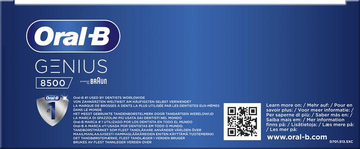 Produktbild Oral-B Genius 8500 Design Edition Elektrische Zahnbürste, Positionserkennung, Reise-Etui, Weiss/Silber (Oszillierende Zahnbürste)