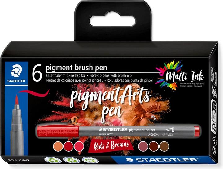 Actual product image Staedtler Fibre-tip pens Pigment Arts Brush Pen Reds & Browns (Red, 6 x)