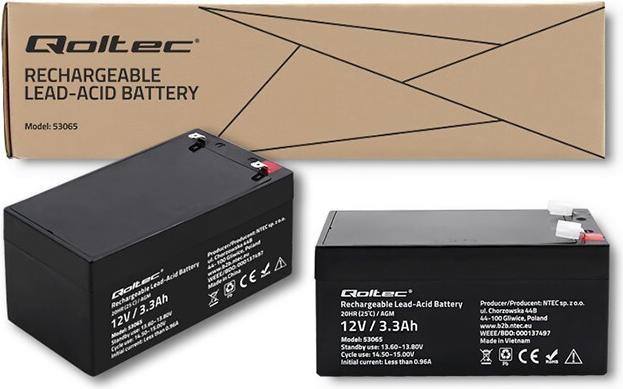 Actual product image Qoltec AGM 53065 (12 V, 3.30 Ah)