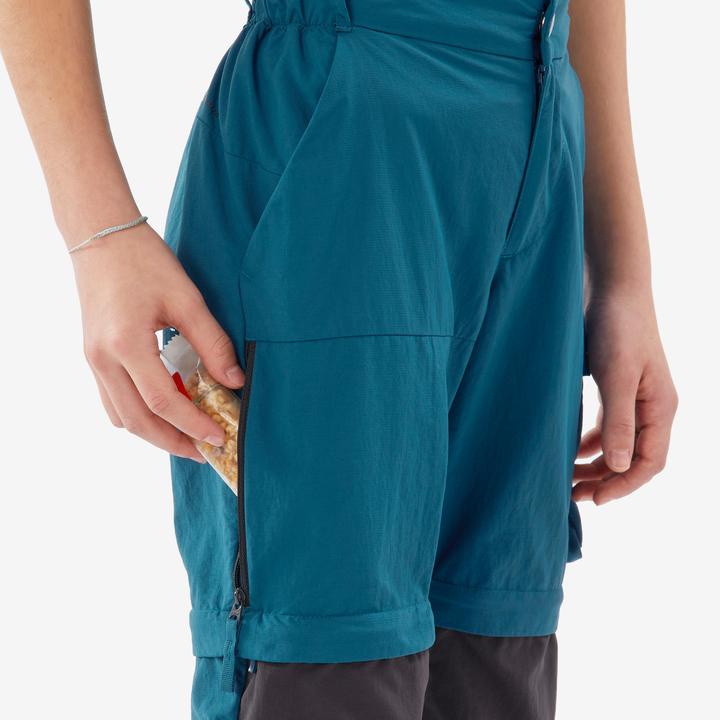 Image du produit Quechua Pantalon modulable de randonnée enfant 7-15 ans, MH500 bleu (10, 11, 12)