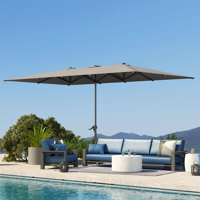 Image du produit Swisshandel24 Doppelsonnenschirm mit Kurbel 451x264 cm, Alu, Dunkelgrau (2.64 m)
