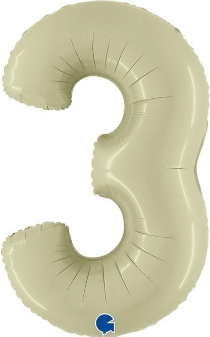 Actual product image Grabo Foil balloon 100 cm number "3", satin olive green (1 x)