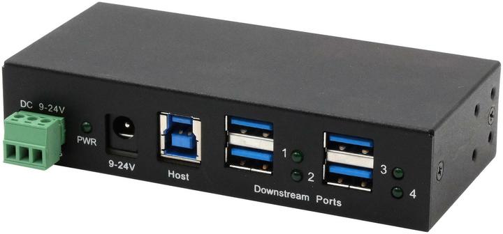 Immagine prodotto Exsys HUB USB 3.2 Gen 1 a 4 porte con alloggiamento in metallo, cavo USB 3.0 incluso, guida DIN e (USB-B, 4 Porti)