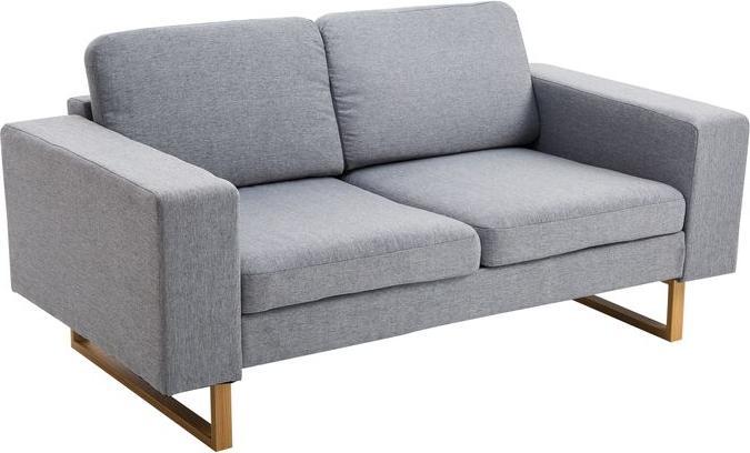 Produktbild Swisshandel24 2-Sitzer Sofa Ecksofa Polstersofa Stoffsofa Sitzmöbel Holz hellgrau (2-Sitzer)