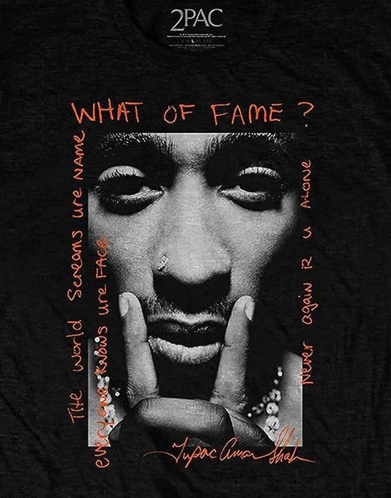 Actual product image Tupac Shakur Unisex Adult What Of Fame? Cotton T-Shirt (L)