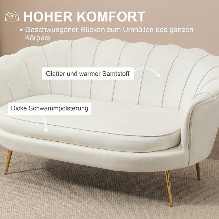 Produktbild Swisshandel24 2-Sitzer Sofa Couch, Polstersofa Samt, bis 150 kg, Creme