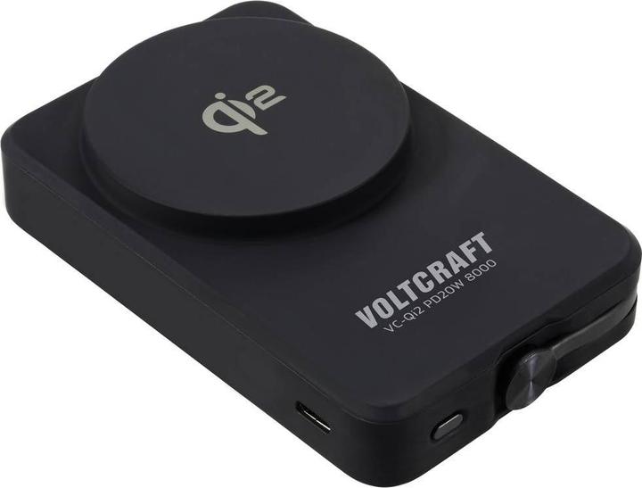 Actual product image Voltcraft VC-Qi2 PD20W 8000 Powerbank 8000 mAh Fast Charge LiPo Black Statusa (8000 mAh)