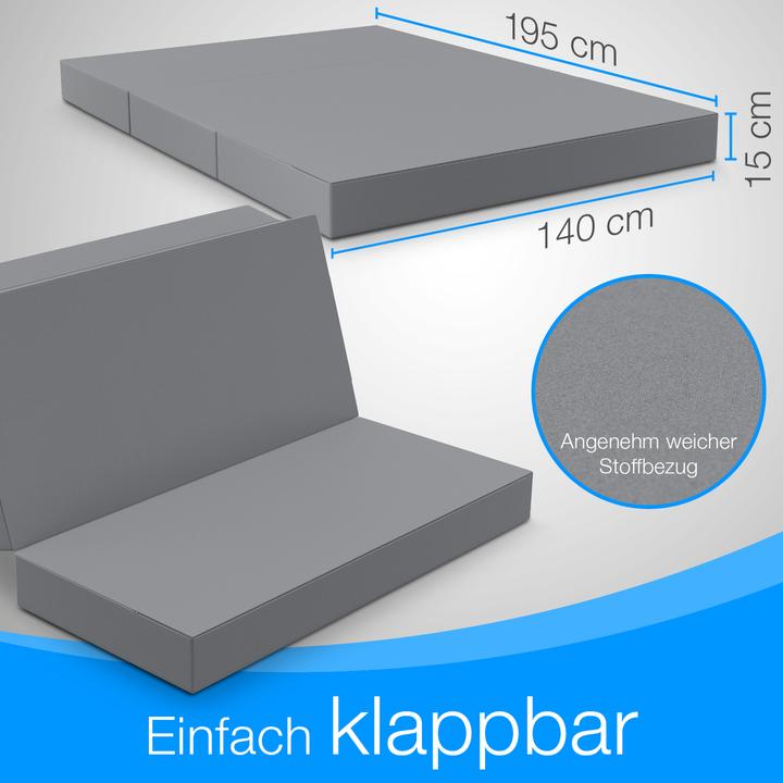 Produktbild Bestschlaf Klappmatratze, 3-teilige Faltmatratze, Reisebett, Gästematratze (140 x 195 cm, Schaumstoffkern)