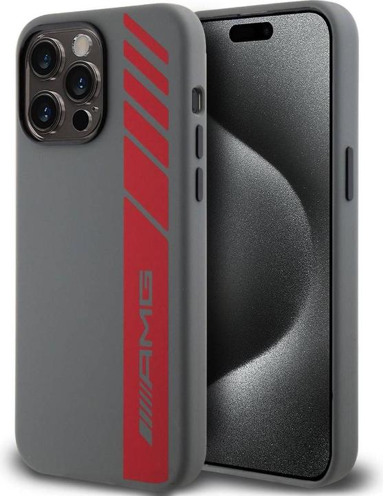 Immagine prodotto Mercedes-Benz Custodia AMG Liquid Silicone Vertical Logo MagSafe per iPhone 15 Pro Max Grigio (Apple iPhone 15 Pro Max)