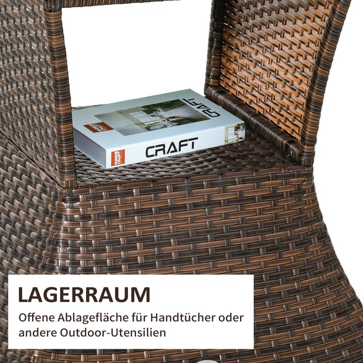 Produktbild Outsunny Rattan-Gartentisch mit Sonnenschirm-Halterung