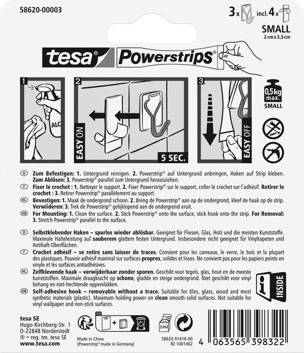 Actual product image tesa Powerstrips adhesive hooks Small