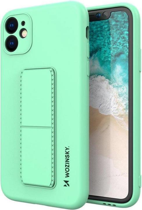 Actual product image Wozinsky Kickstand Case silicone case with stand for iPhone 12 mini mint (Apple iPhone 12 mini)