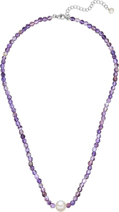 Immagine prodotto Valero Pearls Donna Argento Sterling Ametista Perle d'acqua dolce coltivate Argento 40,0 cm Collana base + 5,0 cm (Argento, 40 - 45 cm)