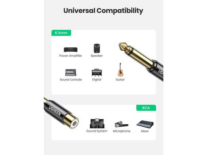 Produktbild Ugreen 6.35 mm Klinken Stecker auf RCA Cinch Buchse Adapter (Klinkenadapter)