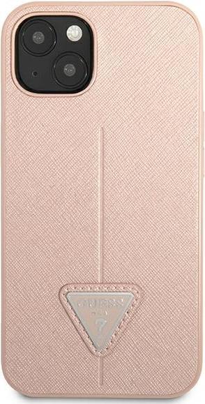 Immagine prodotto Guess GUHCP13SPSATLP Custodia rigida iPhone 13 mini 5,4 pollici Rosso/Rosa Logo SaffianoTriangolo (Apple iPhone 13 mini)