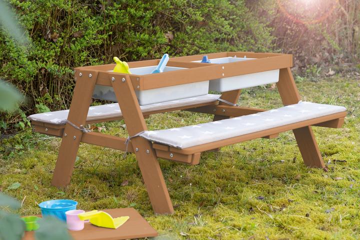 Immagine prodotto Roba Set di sedute per bambini all'aperto + con vassoi per giocare e cuscini per panche Little Stars