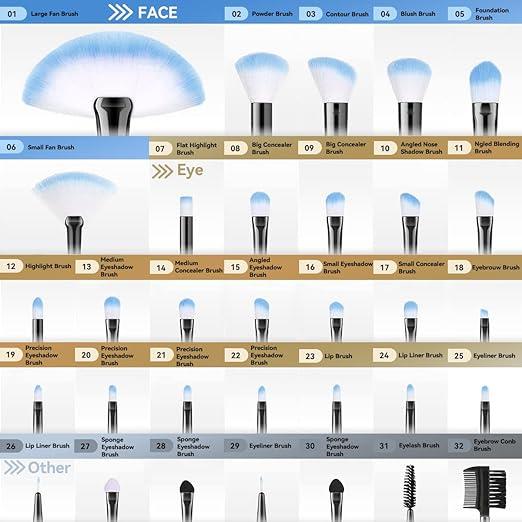 Produktbild Yuwaku 32 Stück Makeup Pinsel Brushes Set mit Tasche No.18 (Augenbrauen)