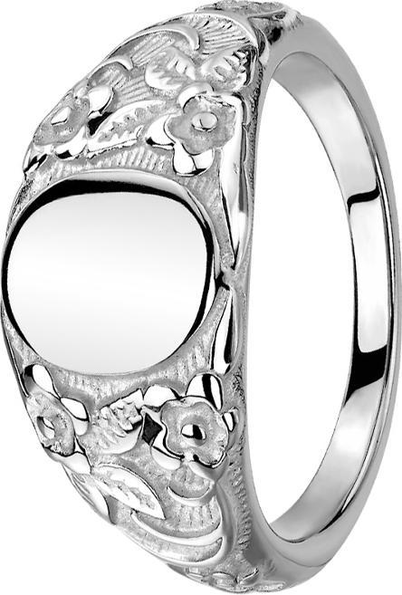 Produktbild Star Piercing Ring silber Oval flach mit Blumen (Chirurgenstahl 316L, ohne Messing)