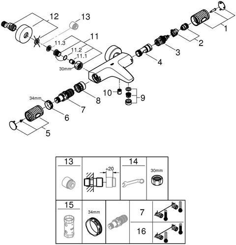 Image du produit Grohe Mitigeur thermostatique de bain GROHTHERM 1000 Performance 1/2 pouce chr