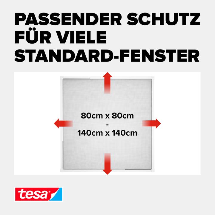 Produktbild tesa FALT Insektenschutz für Fenster, grössenverstellbarer Alu-Rahmen, faltbar (140 x 140 cm)