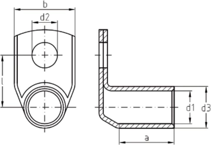 Produktbild Kalitec 10 Stück KA1-L5 Handelsübliche Rohrkabelschuhe gewinkelt 6mm² M5 I ohne Sichtloch I 90° I Ma