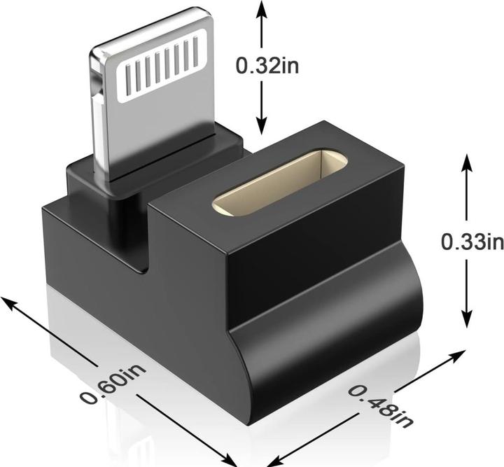 Produktbild PowerGuard USB-C zu Lightning 180 Grad Winkel U-Form Adapter (male/female) (Lightning)