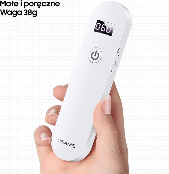 Actual product image Usams Lampa dezynfekująca mini UV-C ręczna sterylizator biały/white ZB159XDD01 (US-ZB159)