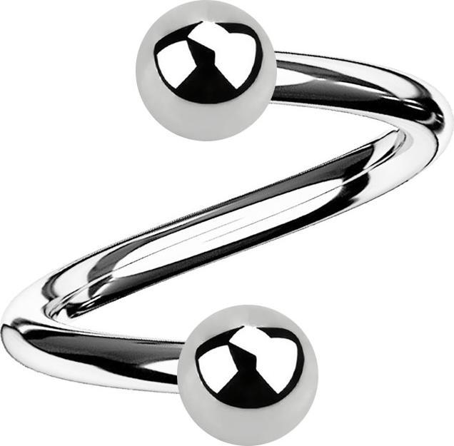 Produktbild Star Piercing Spirale silber mit zwei Kugeln (Chirurgenstahl 316L, ohne Messing)
