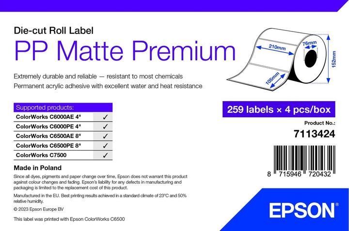 Energy Label Epson Pp Matte Label Prem Die-Cut