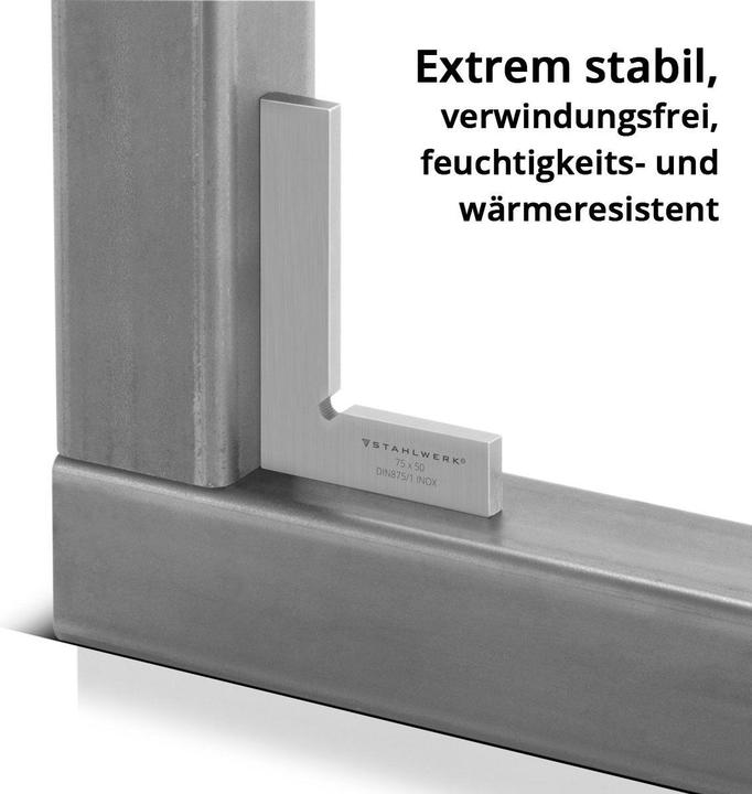 Produktbild Stahlwerk Flachwinkel 90° 75 x 50 mm DIN 875/1 aus rostfreiem Edelstahl