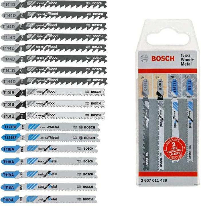 Actual product image Bosch Zubehör Jigsaw Blade Metal&Wood 16+2 Set