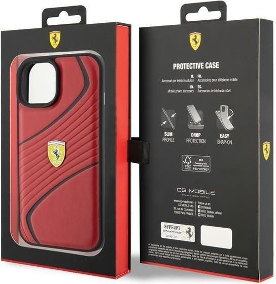Produktbild Ferrari FEHCP15SPTWR iPhone 15 6.1" czerwony/red hardcase Twist Metal Logo (Apple iPhone 14, Apple iPhone 13, Apple iPhone 15)