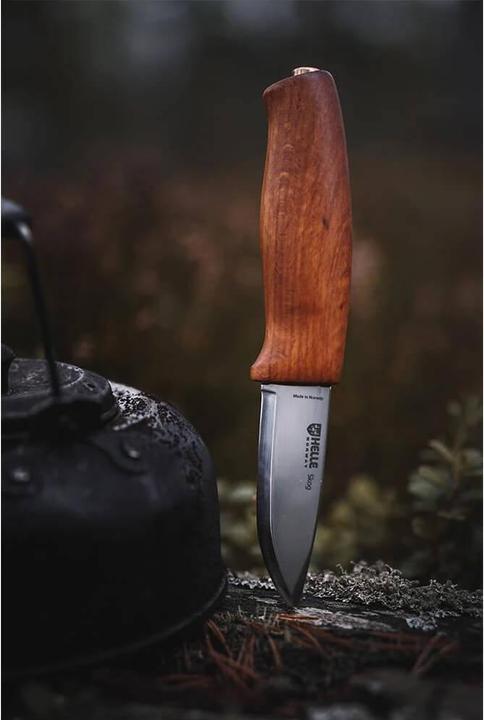 Actual product image Helle Belt knife Skog, three-layer steel, beech wood handle, leather sheath (7.60 cm)