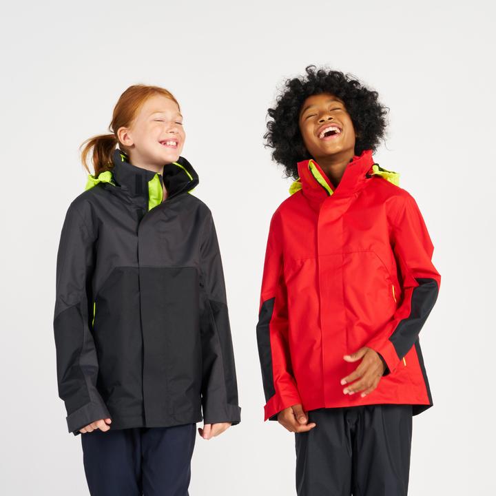 Produktbild Tribord Regenjacke Segeljacke Kinder wasserdicht winddicht - Sailing 300 rot/gelb (10, 11, 12)