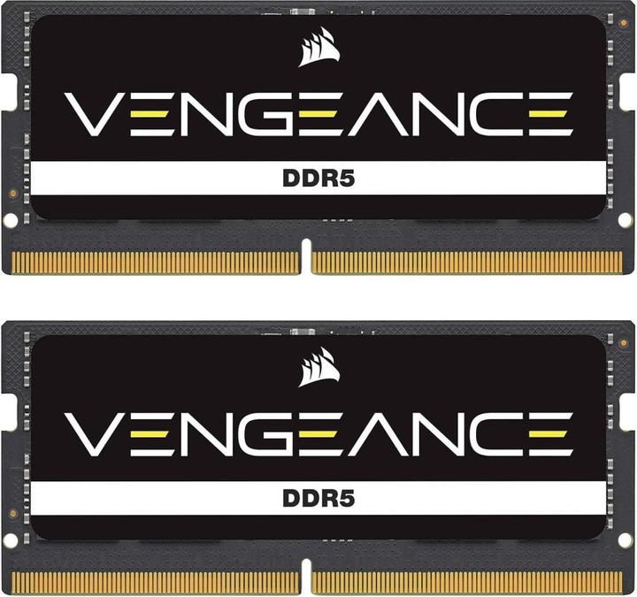 Immagine prodotto Corsair DDR5, 5200MT/s 64GB 2x32GB SODIMM, Unbuffered, 44-44-44-84, PCB nero, Std PMIC, 1,1V, VENGEANCE DDR (2 x 32GB, 5200 MHz, RAM DDR5, SO-DIMM)