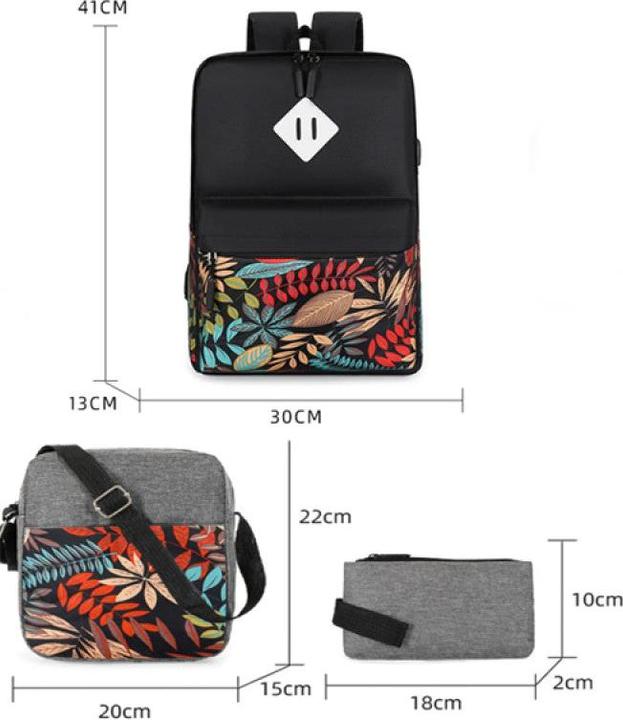Actual product image Only-Bags.Store 3pcs backpack, 1 set casual computer school bag with shoulder bag and mini coin purse for