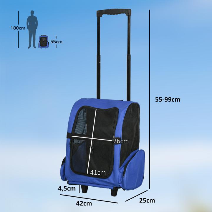 Image du produit PawHut Sac pour chien 2 en 1 utilisable comme trolley ou sac à dos (Chien, Respirant)
