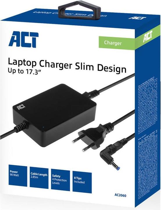 Immagine prodotto Caricabatterie per laptop di dimensioni ridotte da 90 W (per laptop fino a 17,3 pollici) (90 W)