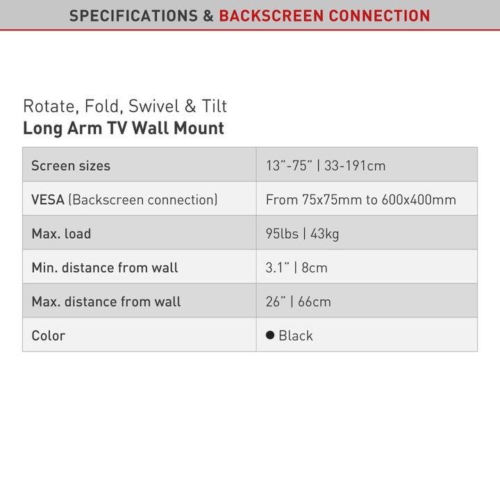 Produktbild Barkan WH 443 (Wand, 75", 43 kg)