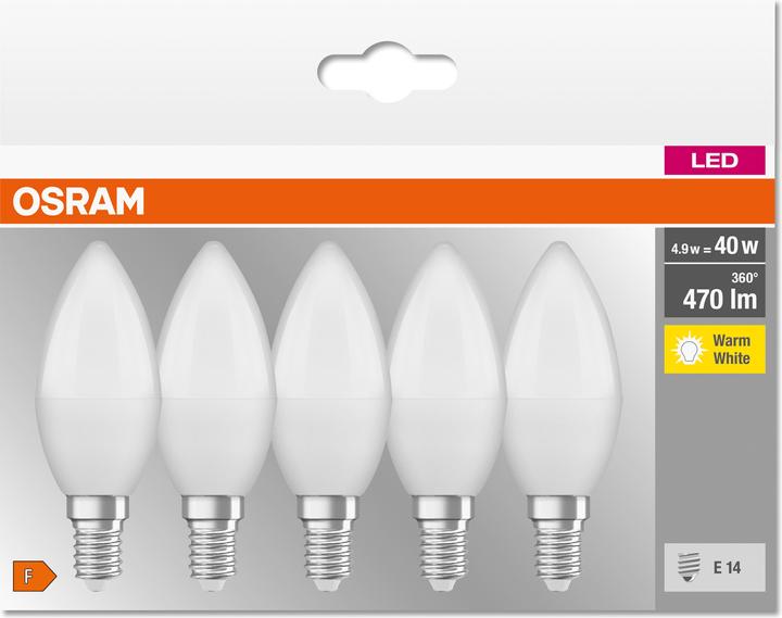 Produktbild Osram Classic B (E14, 4.90 W, 470 lm, 5 x, F)