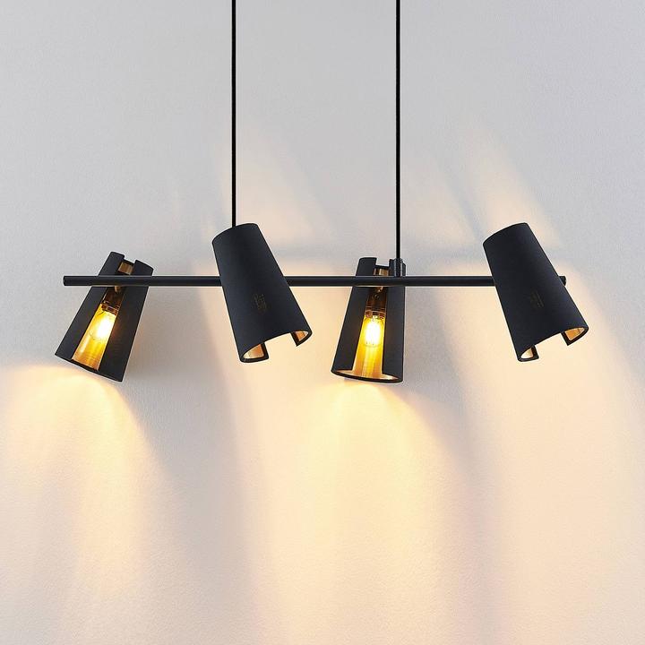 Produktbild Lindby Zylindro Pendelleuchte Black/Gold (E14)