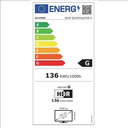 Energy Label Allview QL65EPLAY6100-U (65", QLED, 4K)